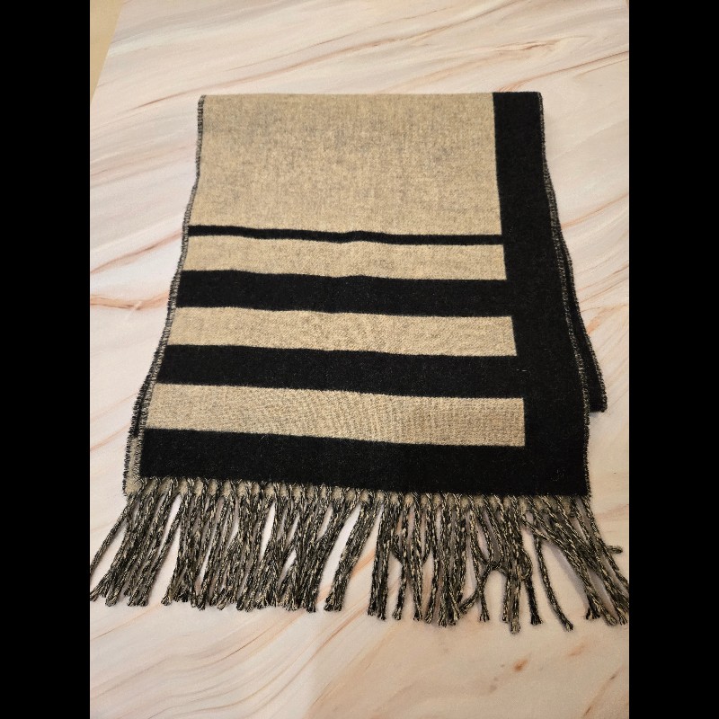 Hermes 愛馬仕Cashmera馬圖騰馬頭拼色圍巾限量絕版-3