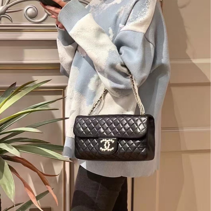 Chanel Westminster珍珠扣鏈條包26×15×6 98新配件塵袋-0