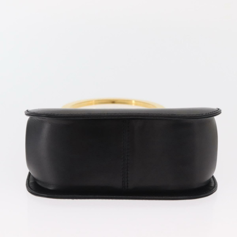 【日本直送】Salvatore Ferragamo Gancini 手提包，黑色皮革，金色，正品，貨號 159266V-6