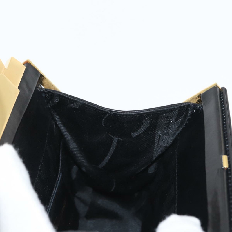 【日本直送】Salvatore Ferragamo Gancini 手提包，黑色皮革，金色，正品，貨號 159266V-19