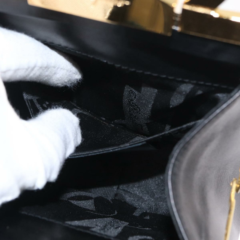 【日本直送】Salvatore Ferragamo Gancini 手提包，黑色皮革，金色，正品，貨號 159266V-21