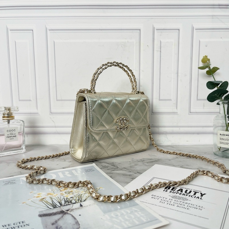 Chanel 25S香檳金kelly手提斜背包芯片款11.5×14.5×5.5 98新配件塵袋盒子購證-4