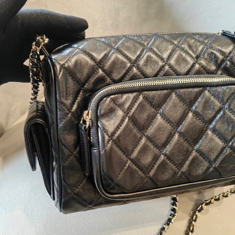 99新未使用品 Chanel 24K 黑金相機包 大號-5