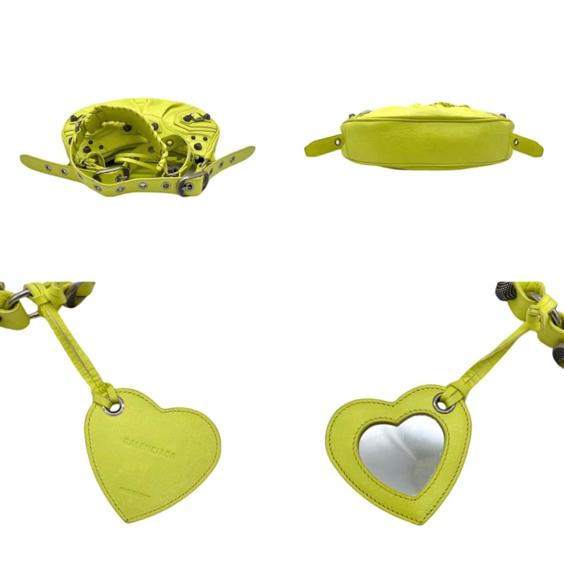「JL精品代購」極新 Balenciaga螢光黃色Le Cagole月牙豌豆款機車包-7