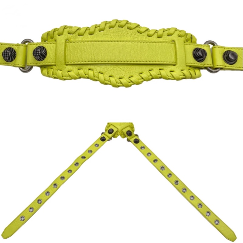 「JL精品代購」極新 Balenciaga螢光黃色Le Cagole月牙豌豆款機車包-9