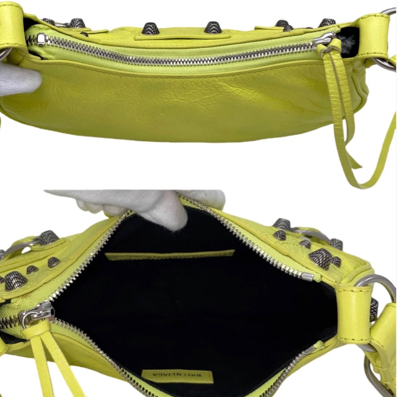 「JL精品代購」極新 Balenciaga螢光黃色Le Cagole月牙豌豆款機車包-10