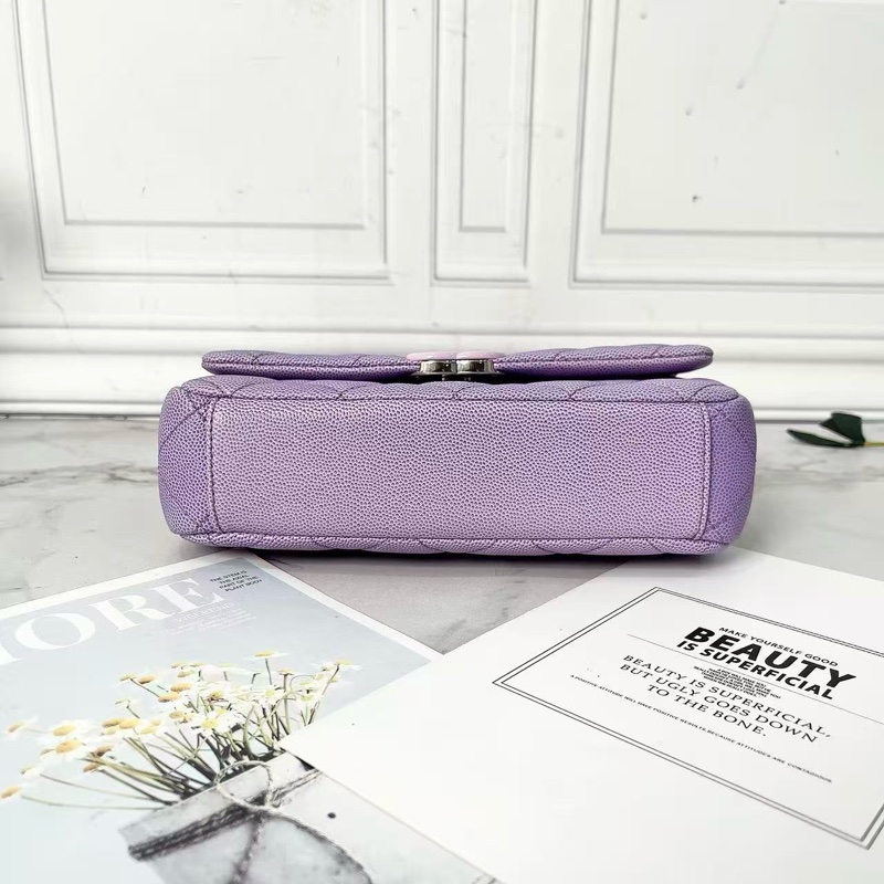 CHANEL 24C漸變薰衣草浪漫紫色荔枝牛皮大mini 肩背斜背鍊條包 寸19.5×5.5×14 98新配件塵袋購證-4