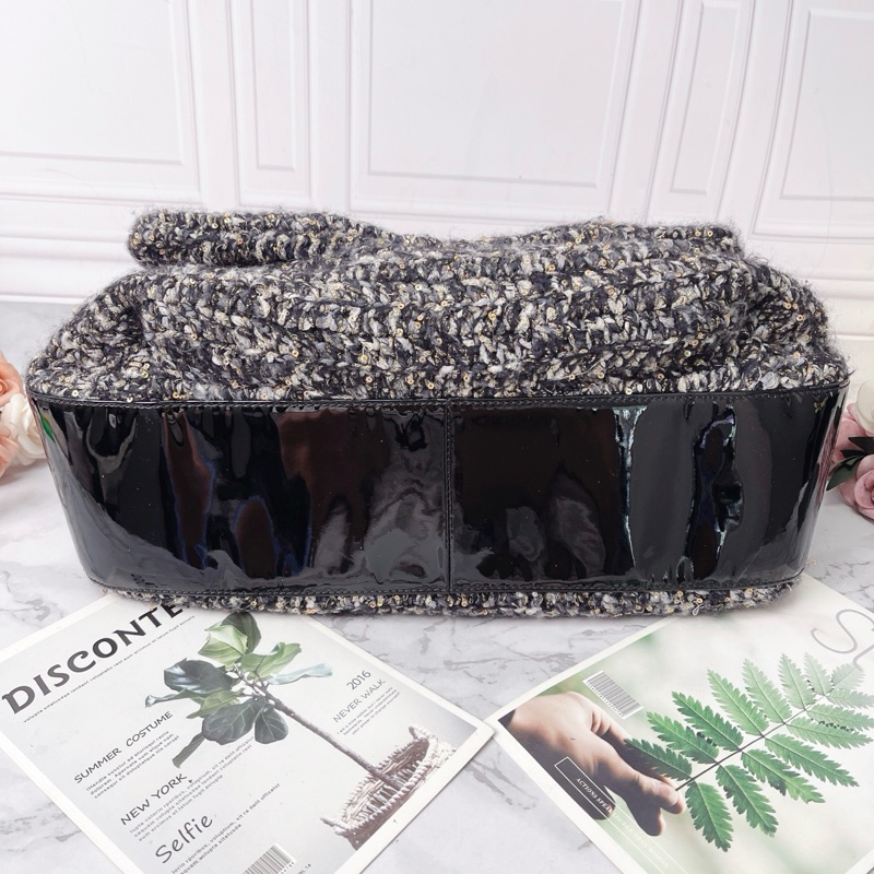 Chanel 毛呢編織hobo手提肩背包xxl機場包32×40×14 98新配件塵袋保卡-4