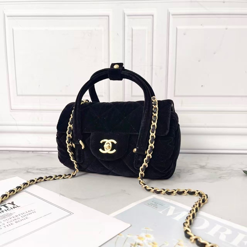 Chanel 25c vic 黑金保齡球絲絨圓筒斜背包芯片款17×10 全新閒置配件盒子塵袋-3