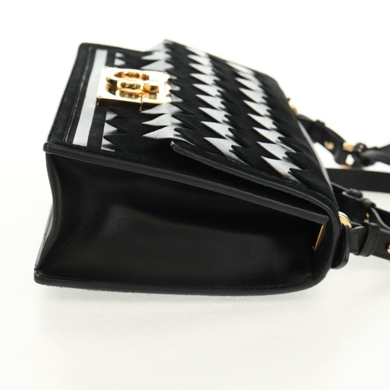 【日本直送】Salvatore Ferragamo Gancini 手提包，絨面革材質，黑色金色雙肩包，正品，貨號 157339V-3