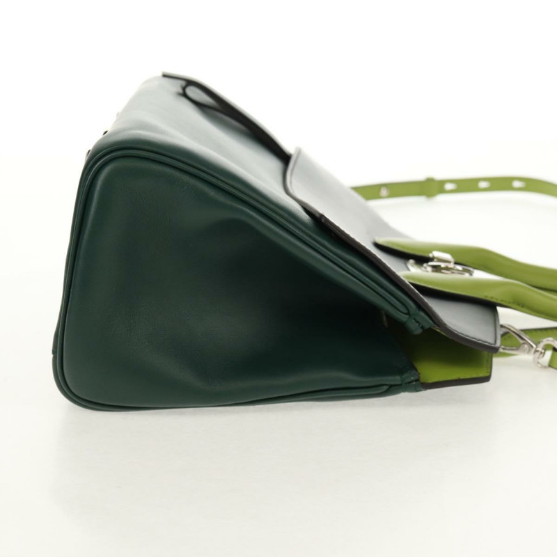 【日本直送】Salvatore Ferragamo Gancini Studio 皮革雙肩包 綠色銀色 正品 158925V-3