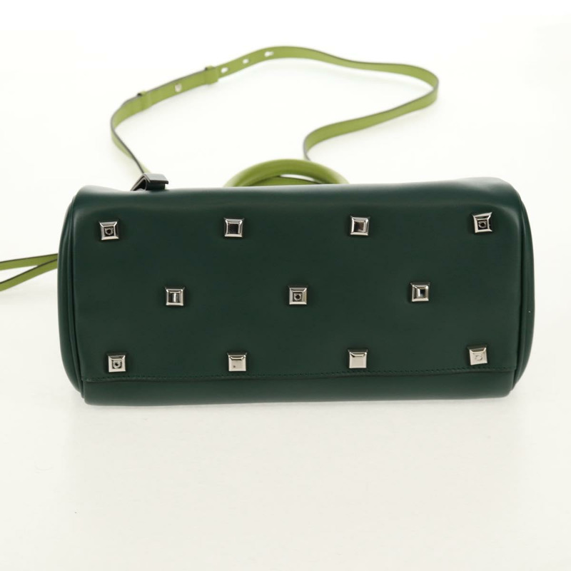 【日本直送】Salvatore Ferragamo Gancini Studio 皮革雙肩包 綠色銀色 正品 158925V-4