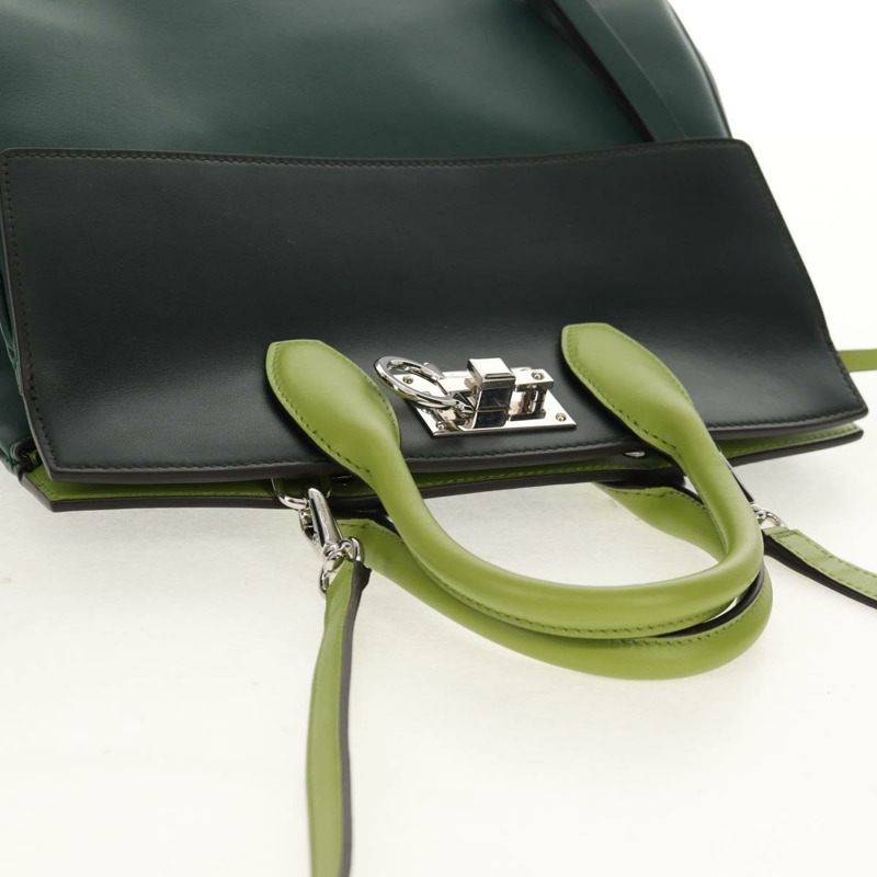 【日本直送】Salvatore Ferragamo Gancini Studio 皮革雙肩包 綠色銀色 正品 158925V-5