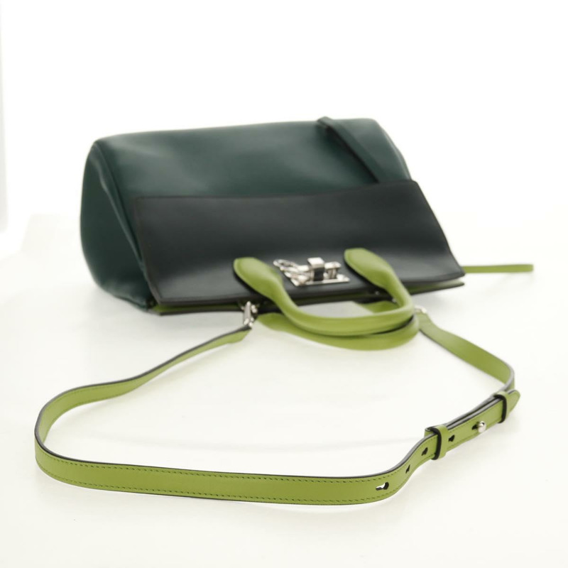 【日本直送】Salvatore Ferragamo Gancini Studio 皮革雙肩包 綠色銀色 正品 158925V-7