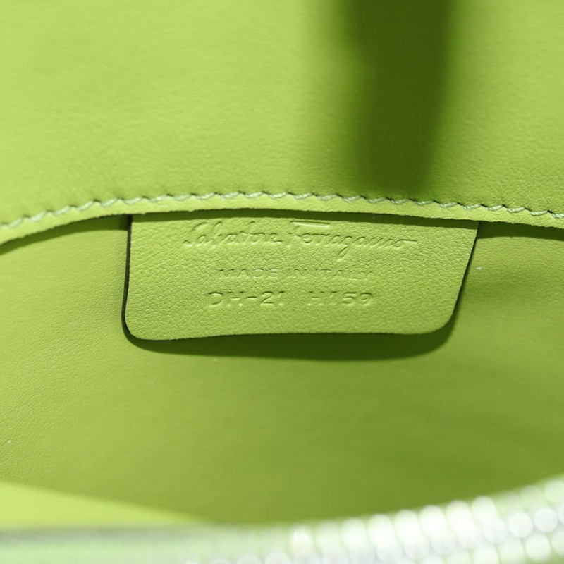 【日本直送】Salvatore Ferragamo Gancini Studio 皮革雙肩包 綠色銀色 正品 158925V-10