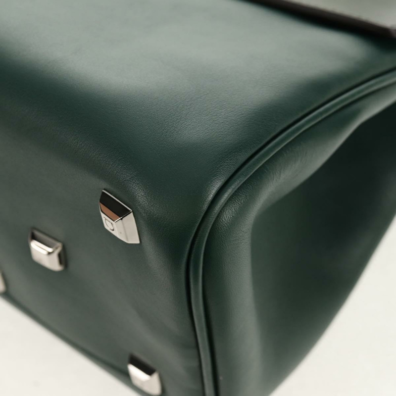 【日本直送】Salvatore Ferragamo Gancini Studio 皮革雙肩包 綠色銀色 正品 158925V-16