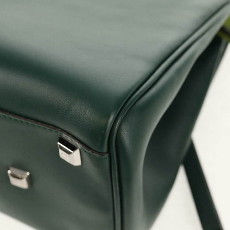 【日本直送】Salvatore Ferragamo Gancini Studio 皮革雙肩包 綠色銀色 正品 158925V-18