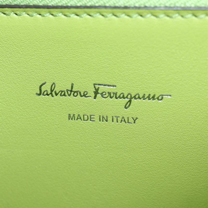 【日本直送】Salvatore Ferragamo Gancini Studio 皮革雙肩包 綠色銀色 正品 158925V-22