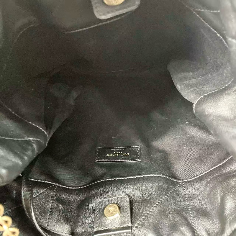 YSL Jamie黑金小羊皮購物袋垃圾袋斜背包25×33×2 98新配件塵袋盒子-2