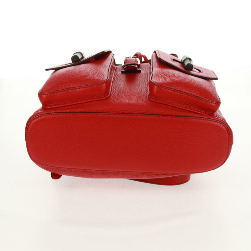 【日本直送】GUCCI 竹節雙肩包 皮革 紅色 銀色 370833 正品 158958V-5