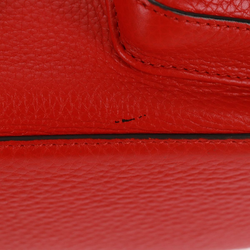 【日本直送】GUCCI 竹節雙肩包 皮革 紅色 銀色 370833 正品 158958V-6