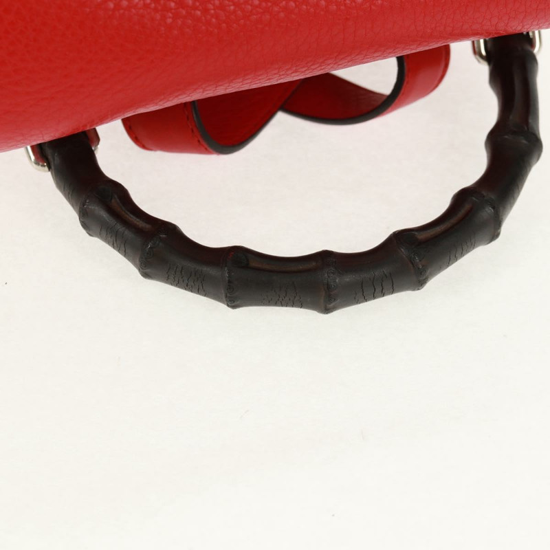 【日本直送】GUCCI 竹節雙肩包 皮革 紅色 銀色 370833 正品 158958V-7