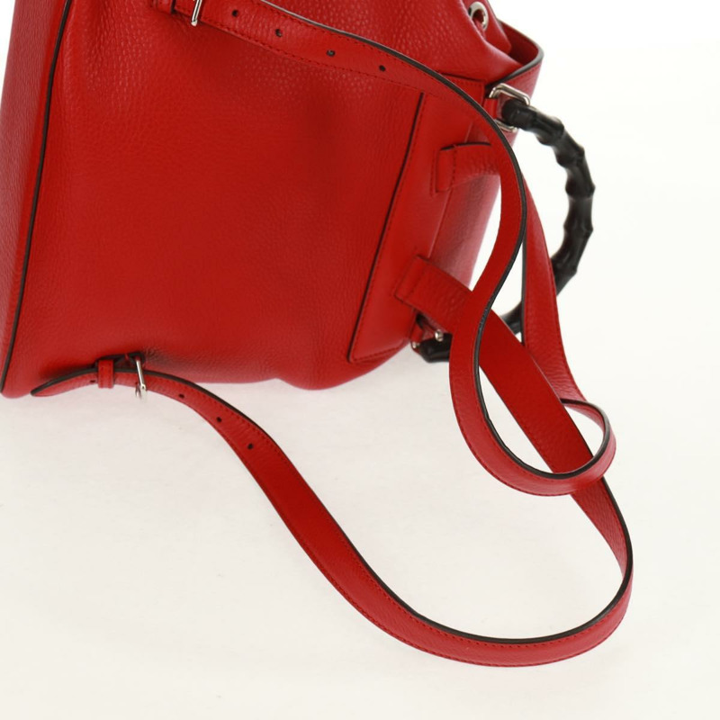 【日本直送】GUCCI 竹節雙肩包 皮革 紅色 銀色 370833 正品 158958V-8