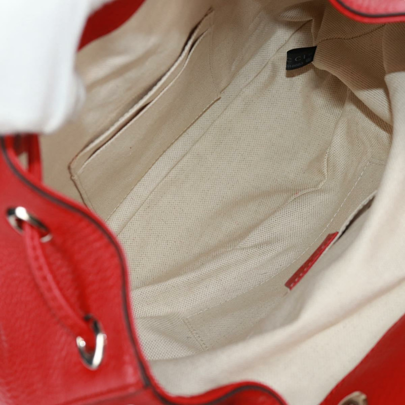 【日本直送】GUCCI 竹節雙肩包 皮革 紅色 銀色 370833 正品 158958V-9