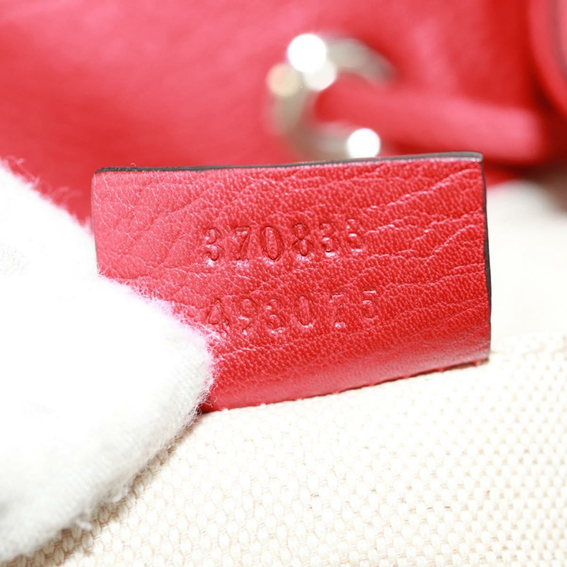 【日本直送】GUCCI 竹節雙肩包 皮革 紅色 銀色 370833 正品 158958V-10