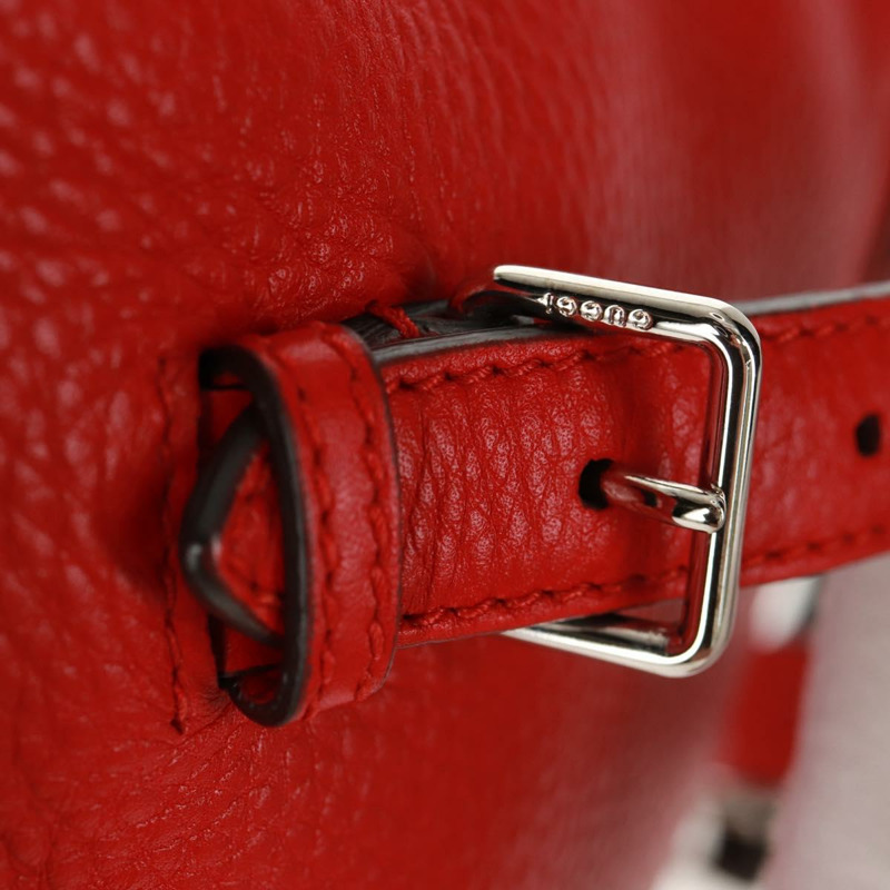 【日本直送】GUCCI 竹節雙肩包 皮革 紅色 銀色 370833 正品 158958V-15