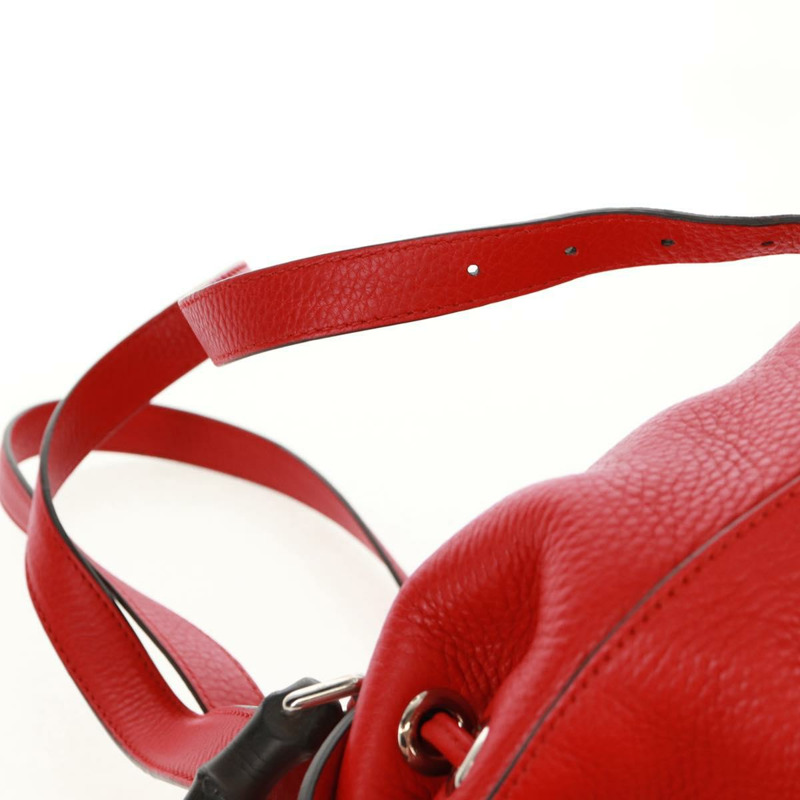 【日本直送】GUCCI 竹節雙肩包 皮革 紅色 銀色 370833 正品 158958V-16
