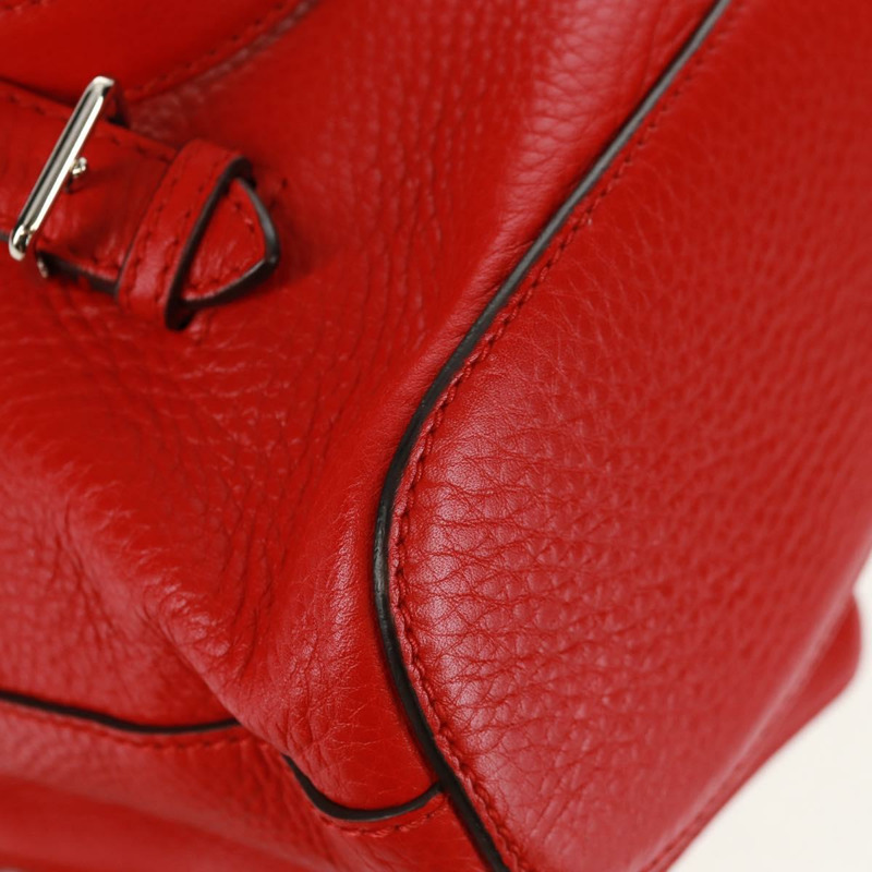 【日本直送】GUCCI 竹節雙肩包 皮革 紅色 銀色 370833 正品 158958V-19