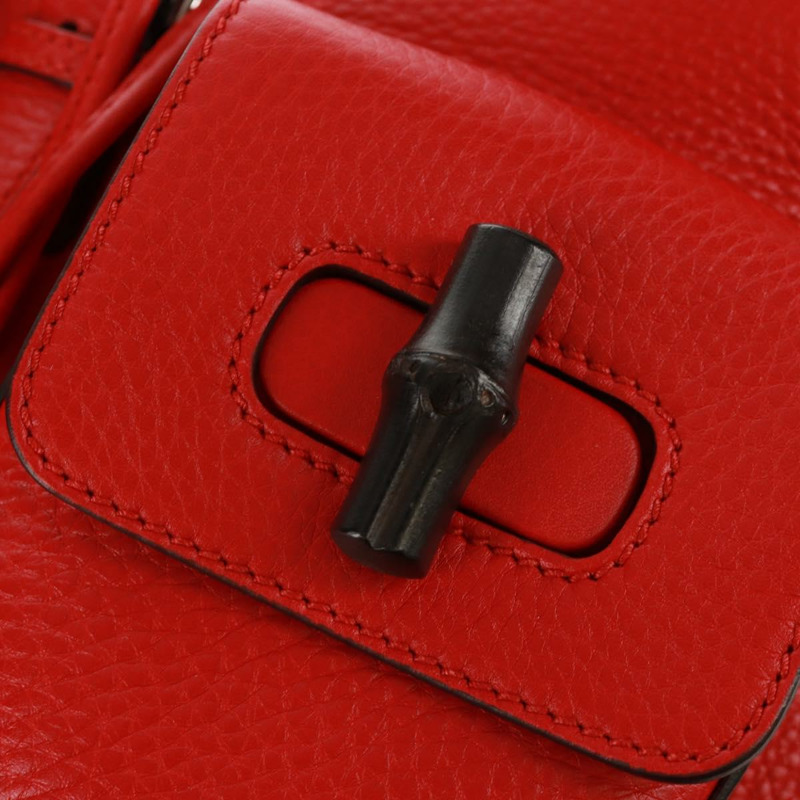 【日本直送】GUCCI 竹節雙肩包 皮革 紅色 銀色 370833 正品 158958V-21