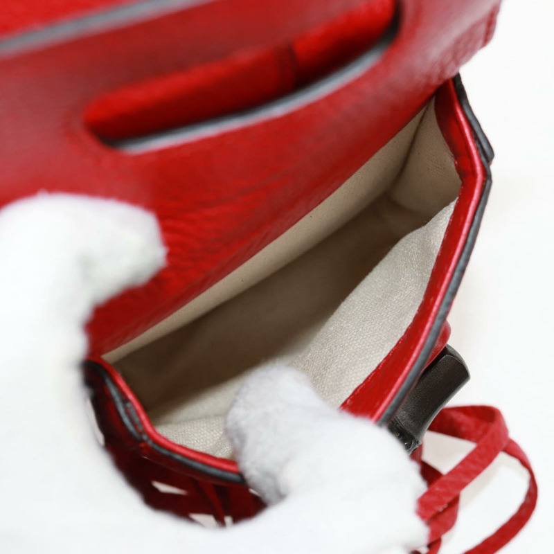 【日本直送】GUCCI 竹節雙肩包 皮革 紅色 銀色 370833 正品 158958V-23