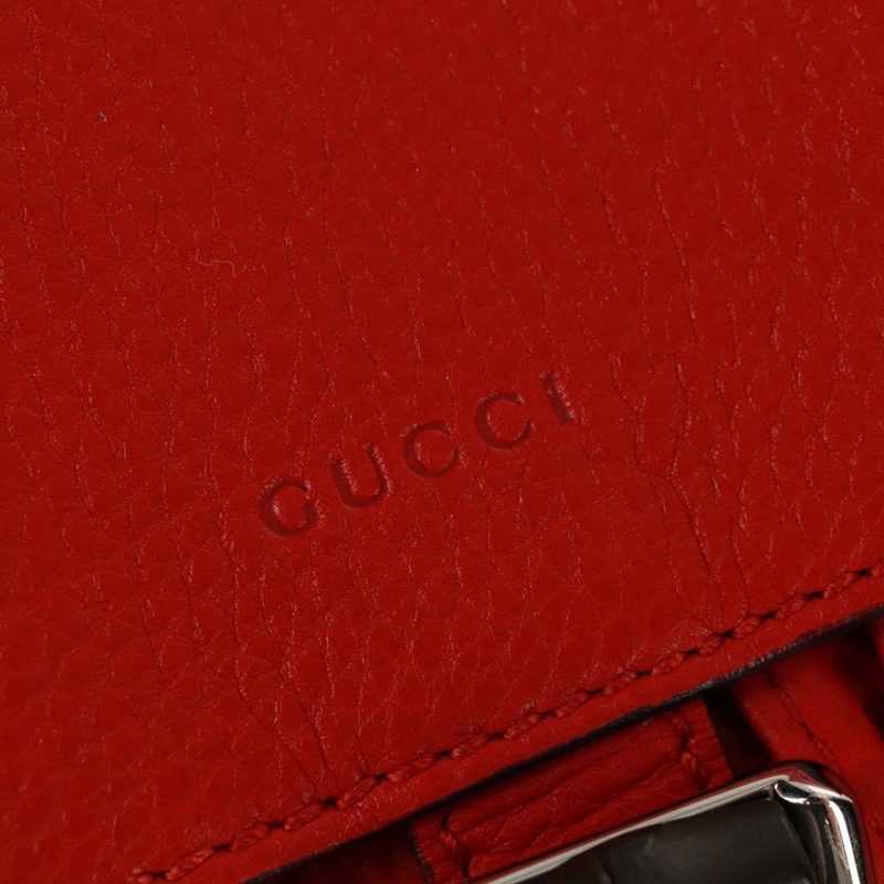【日本直送】GUCCI 竹節雙肩包 皮革 紅色 銀色 370833 正品 158958V-24