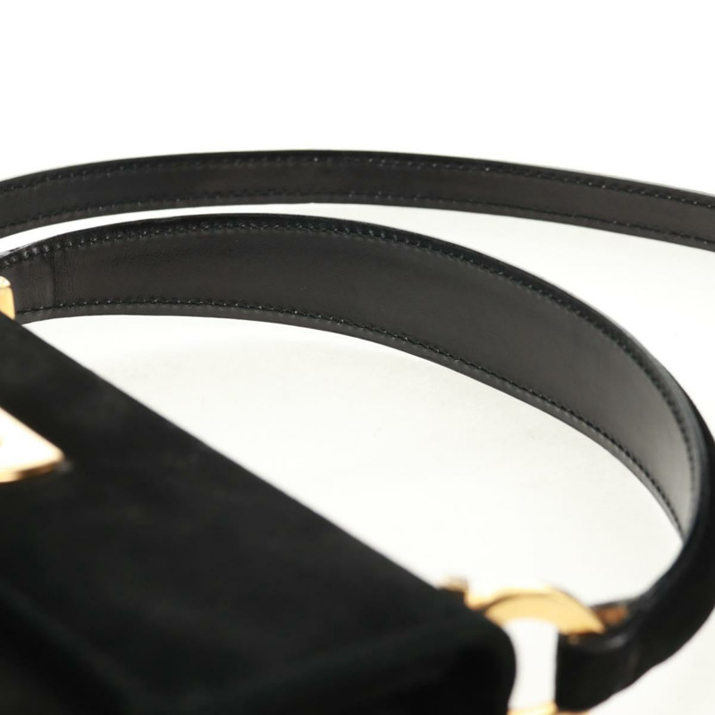 【日本直送】Salvatore Ferragamo Gancini 手提包 麂皮 2way 黑色 金色 Auth 160237V-13