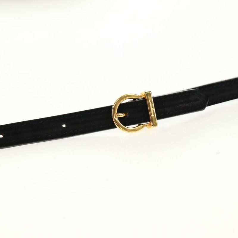 【日本直送】Salvatore Ferragamo Gancini 手提包 麂皮 2way 黑色 金色 Auth 160237V-14