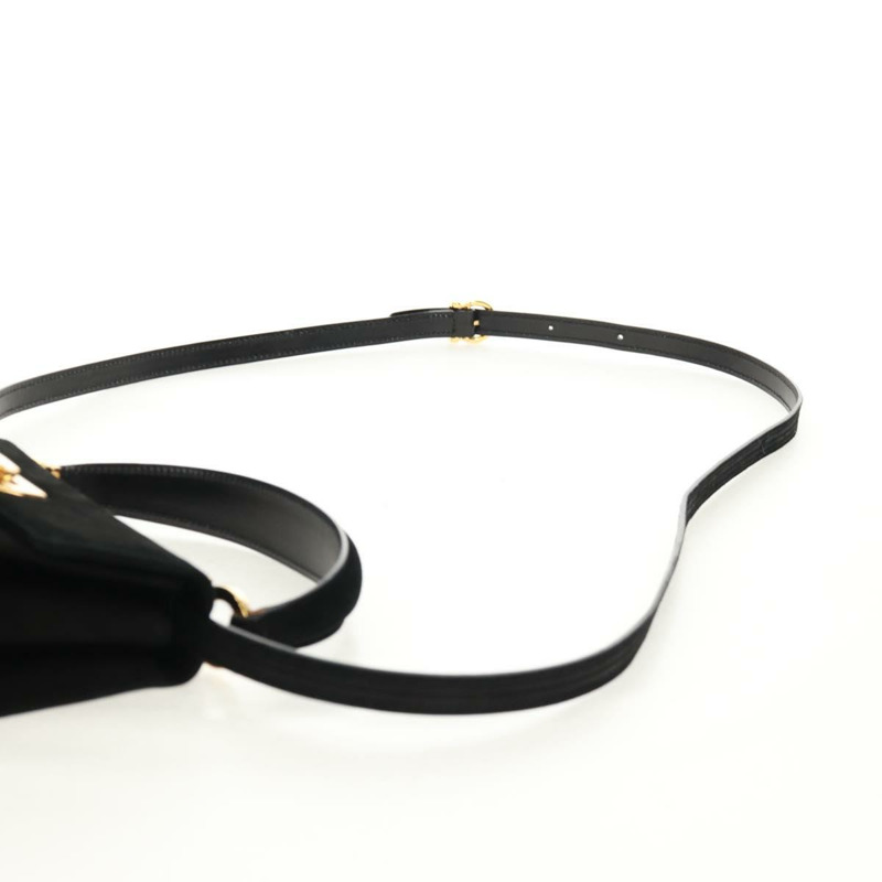 【日本直送】Salvatore Ferragamo Gancini 手提包 麂皮 2way 黑色 金色 Auth 160237V-15