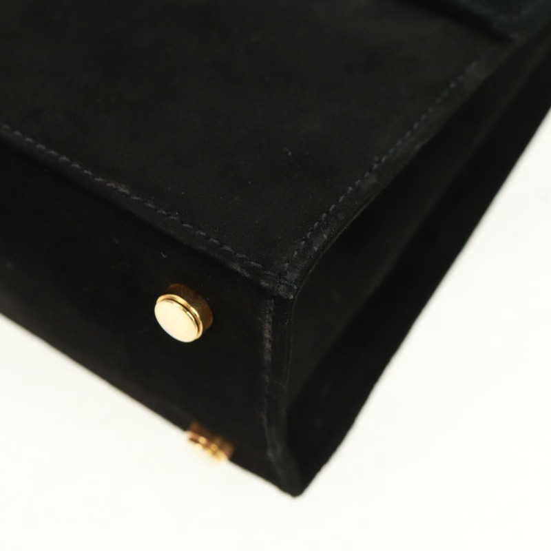 【日本直送】Salvatore Ferragamo Gancini 手提包 麂皮 2way 黑色 金色 Auth 160237V-17