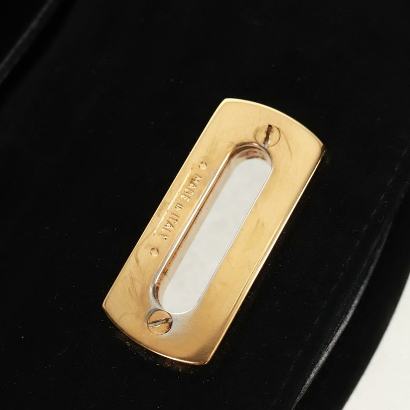 【日本直送】Salvatore Ferragamo Gancini 手提包 麂皮 2way 黑色 金色 Auth 160237V-22