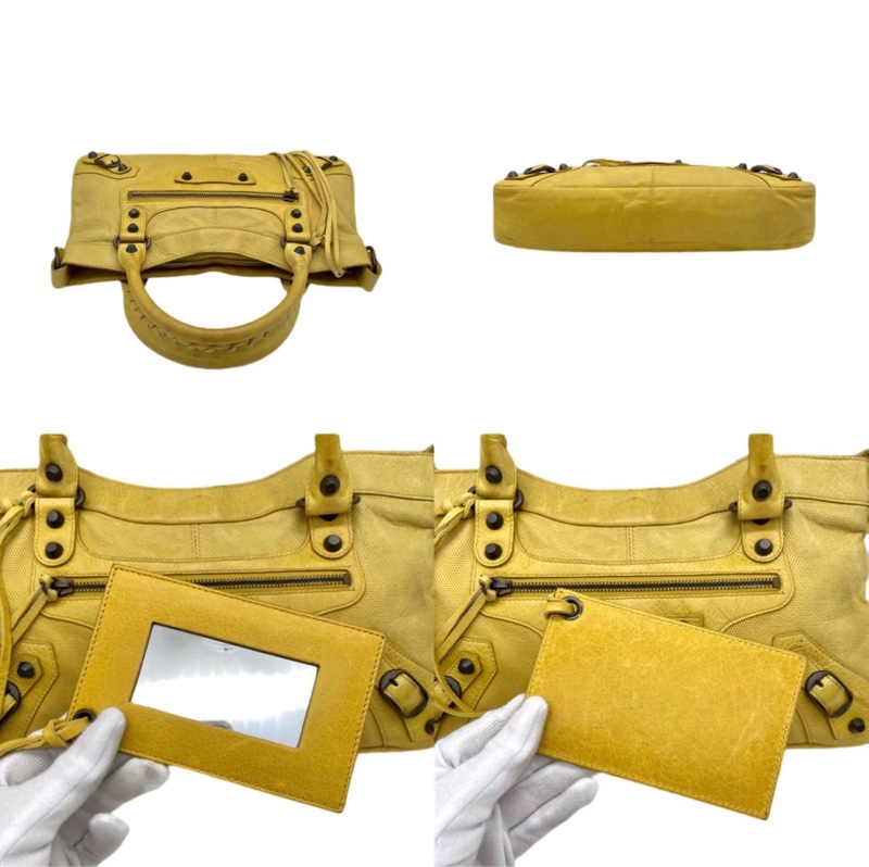 「JL精品代購」9新 Balenciaga鬚鬚流蘇機車包黃色單肩款中號-6