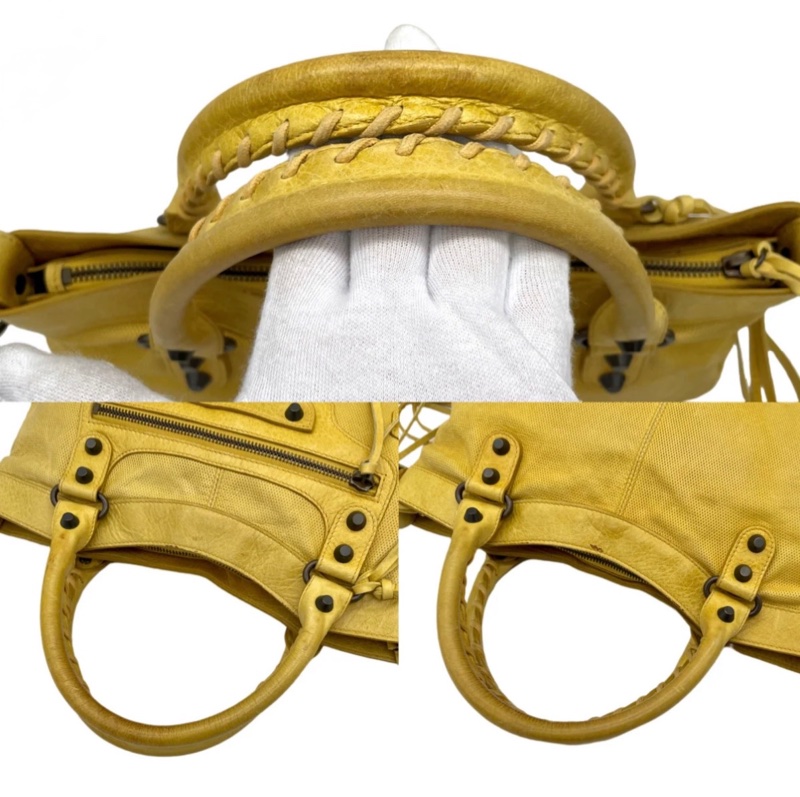 「JL精品代購」9新 Balenciaga鬚鬚流蘇機車包黃色單肩款中號-9