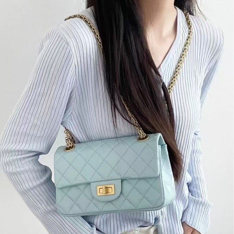 CHANEL 藍色大mini 255肩背包 20*7*14 98新配件塵袋-0