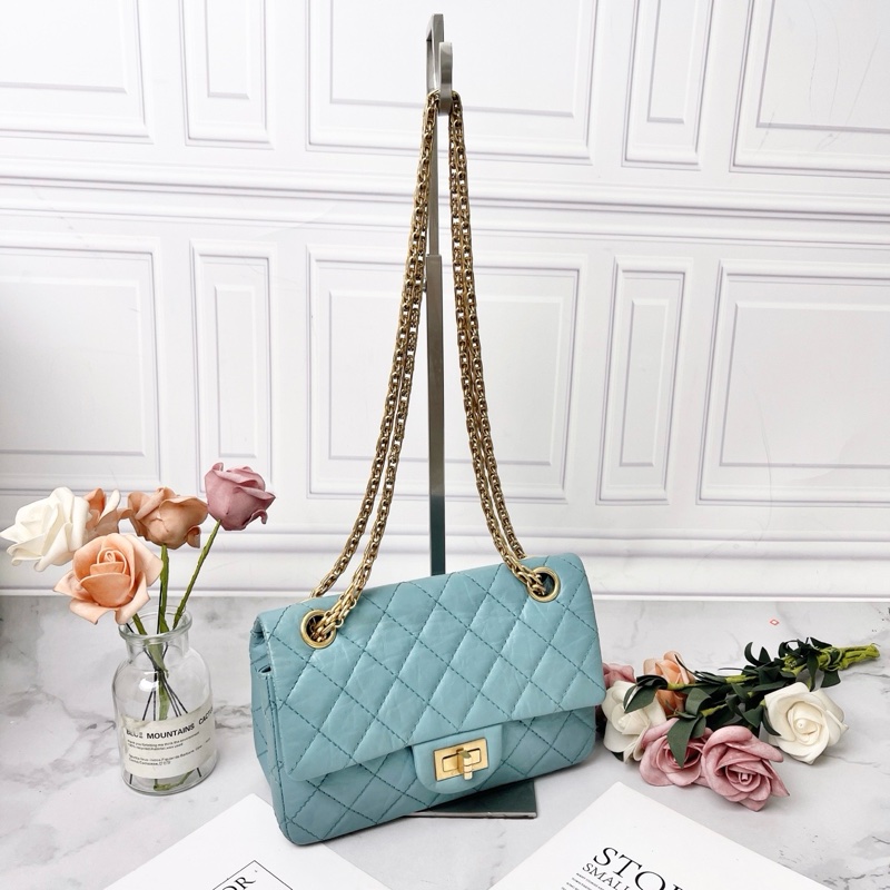 CHANEL 藍色大mini 255肩背包 20*7*14 98新配件塵袋-3