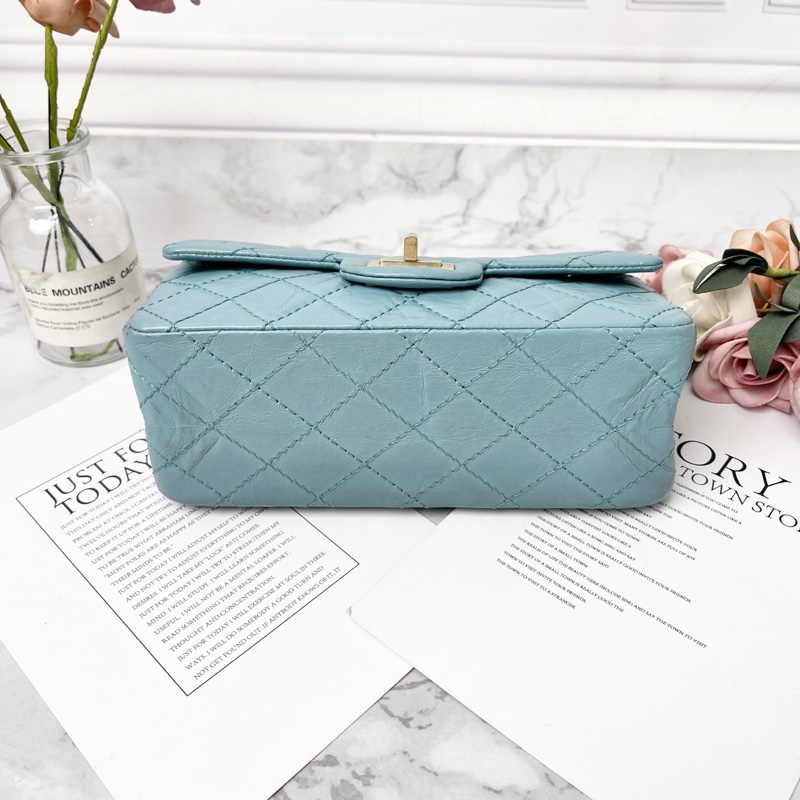 CHANEL 藍色大mini 255肩背包 20*7*14 98新配件塵袋-4