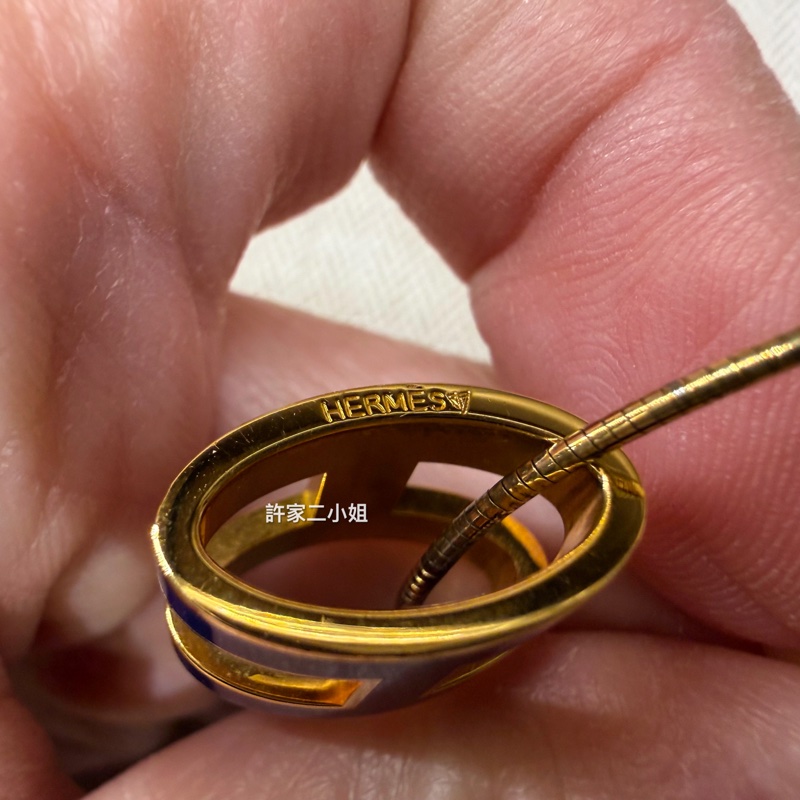 Hermes 蛇鏈款925銀 H靛藍色項鍊(非mini)-1