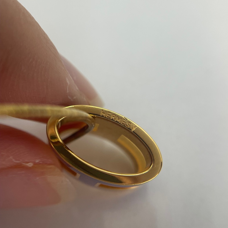 Hermes 蛇鏈款925銀 H靛藍色項鍊(非mini)-6