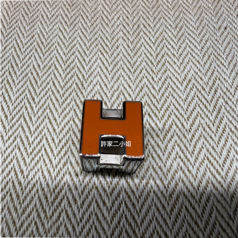 Hermes 橙色琺瑯H方型項鍊頭-1