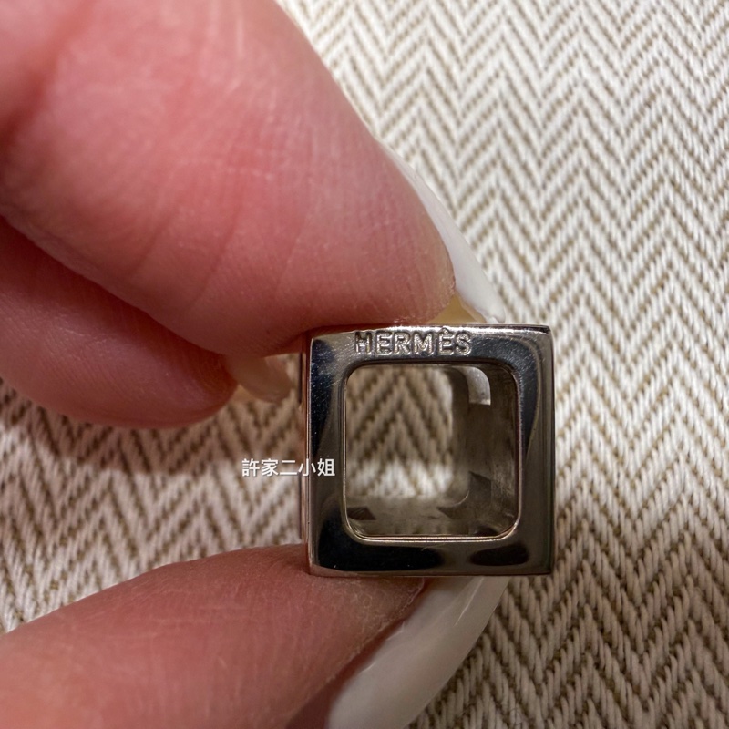 Hermes 橙色琺瑯H方型項鍊頭-9