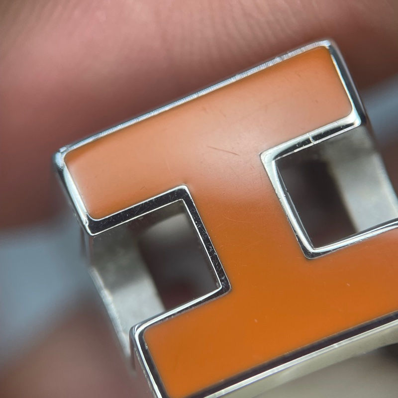 Hermes 橙色琺瑯H方型項鍊頭-10